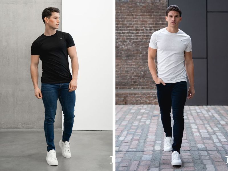 Phối đồ đi xem phim nam cùng áo thun và quần jeans