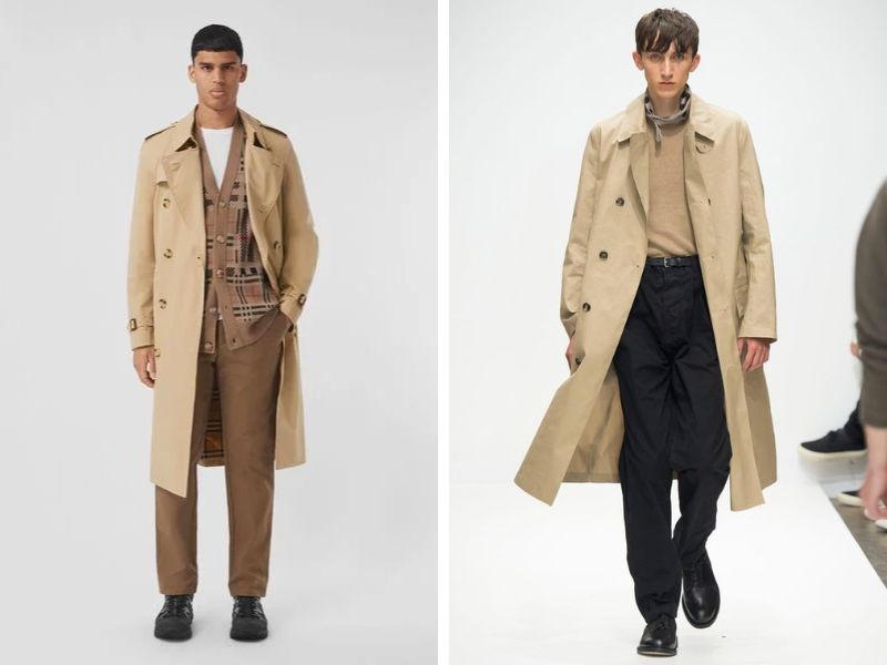 Phối áo trench coat nam với áo len, khăn choàng cổ  