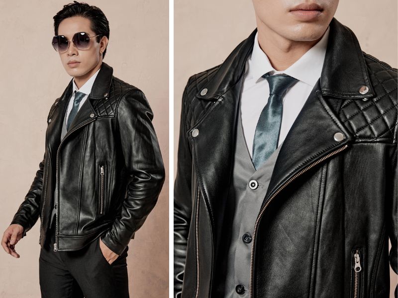 Áo da biker jacket nam FTT Leather