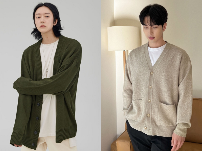 Kết hợp quần ống rộng và áo cardigan