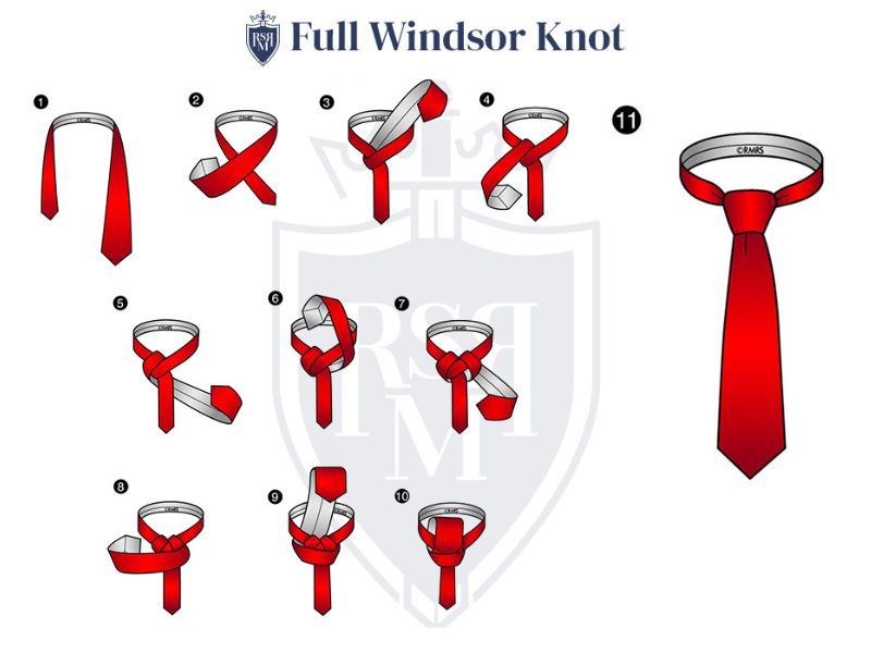 Cách thắt cà vạt chú rể kiểu Full Windsor