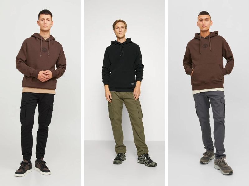 Áo hoodie phối đồ với quần túi hộp nam jogger