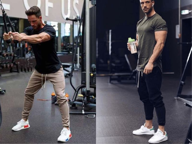  Phối áo thun cùng quần jogger tập gym nam