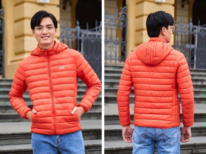 Áo phao lông vũ nam màu cam Ivy Moda