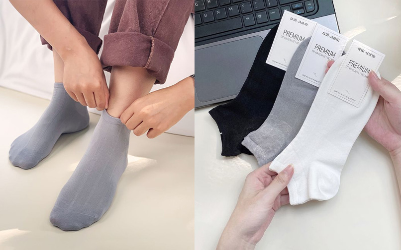 Màu sắc trẻ trung, thiết kế đơn giản, dày dặn nhưng không quá bí là điểm cộng của các mẫu tất nhà Cotatshop