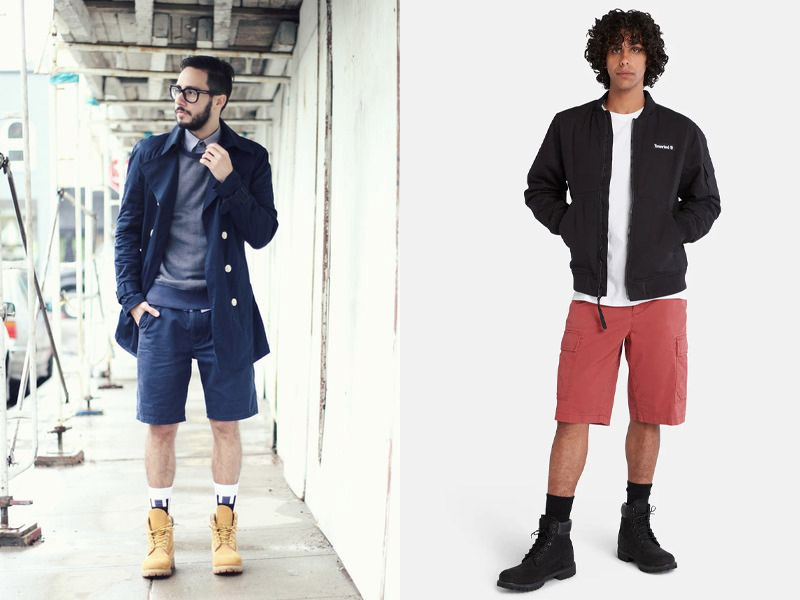 Khi kết hợp quần shorts với giày timberland sẽ phù hợp với những ngày cần hoạt động nhiều 