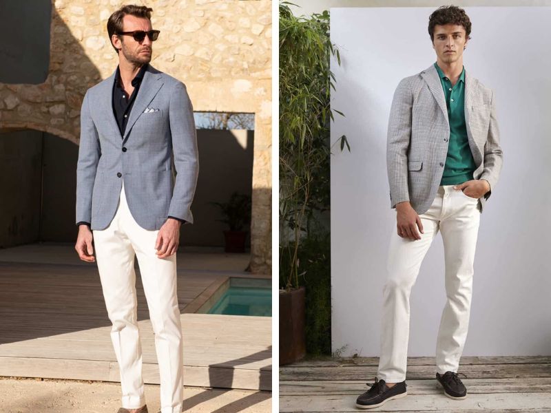 Mix quần kaki trắng nam baggy với áo blazer cho phong thái tổng tài hoặc gần gũi