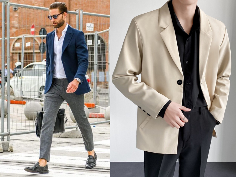 Áo sơ mi cùng áo khoác blazer là lựa chọn hoàn hảo cho thắc mắc mặc gì đám cưới mùa thu của các chàng