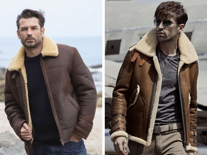 Shearling jacket dáng ngắn