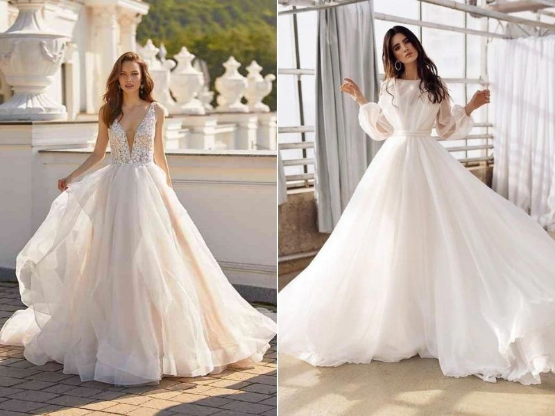 Váy cưới là mẫu trang phục được làm nhiều nhất từ vải organza