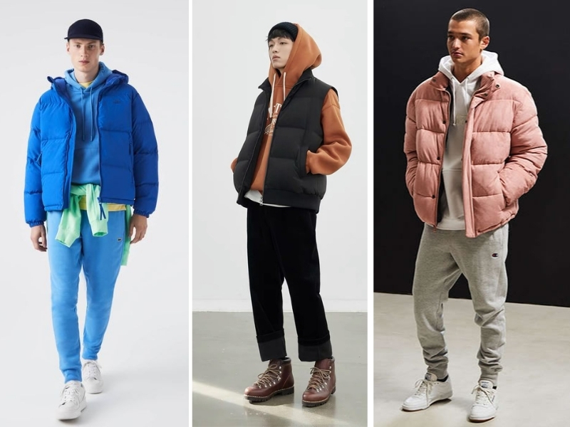 Phối áo phao nam mùa đông với áo Hoodie theo phong cách trẻ trung, năng động