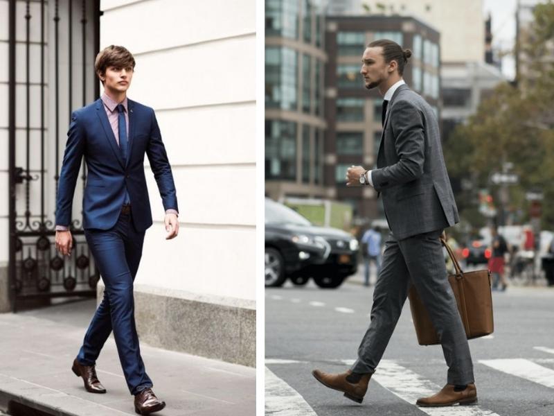 Phối đồ nam với giày cổ cao và bộ suit thanh lịch