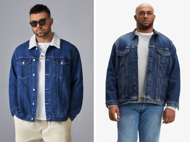 Phối đồ với quần jean ống rộng cùng áo khoác denim cá tính