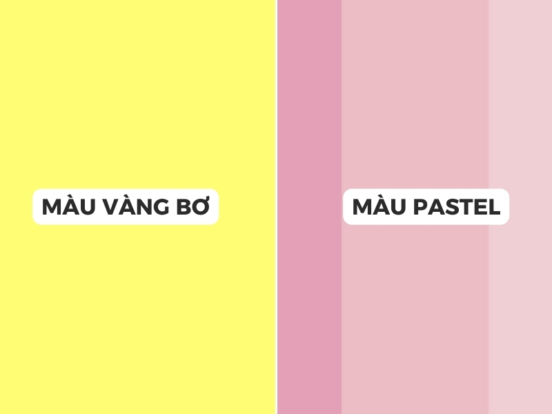 Phối màu vàng bơ với màu pastel