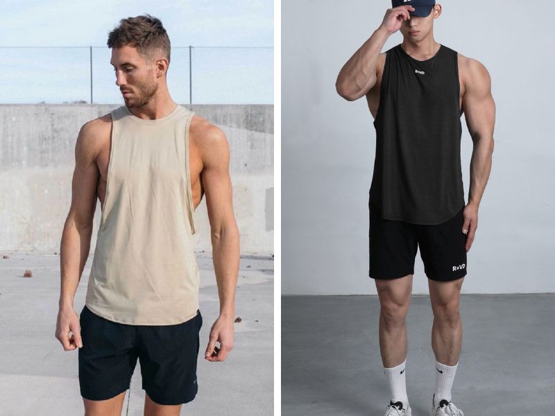 Áo thun body kết hợp cùng quần short - Outfit quần áo tập gym nam