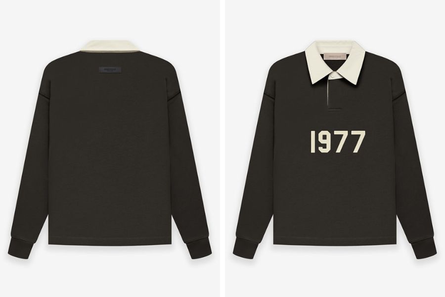 Áo sweater có cổ của Fear Of God Essentials Off Black Henley Rugby