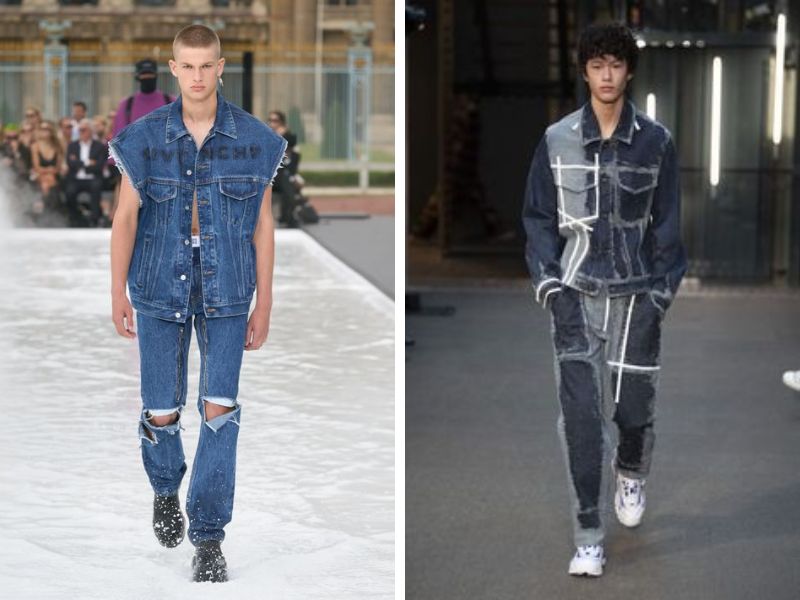 Trang phục denim rách hoặc tua rua