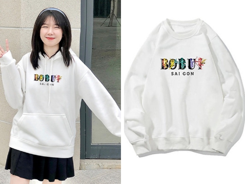 BOBUI Hoodie Angel - mẫu áo hoodie trắng local brand chất lượng