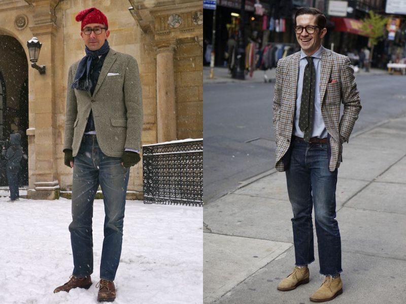 Quần jean nam slimfit và áo vest sẽ mang đến phong cách thời trang hiện đại. 