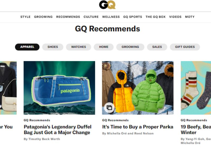 GQ là trang web thời trang dành cho nam giới