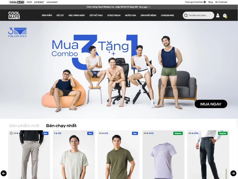 Shop thời trang nam online Coolmate