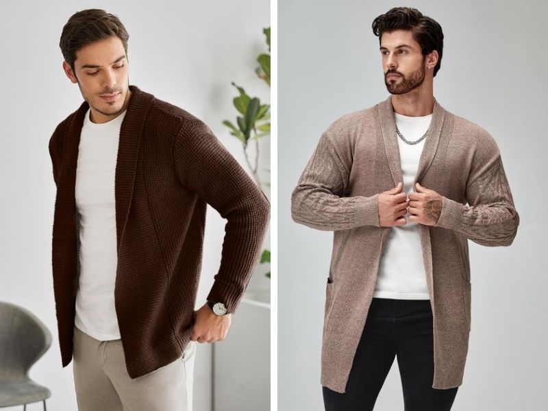 Phối đồ áo giữ nhiệt nam và cardigan