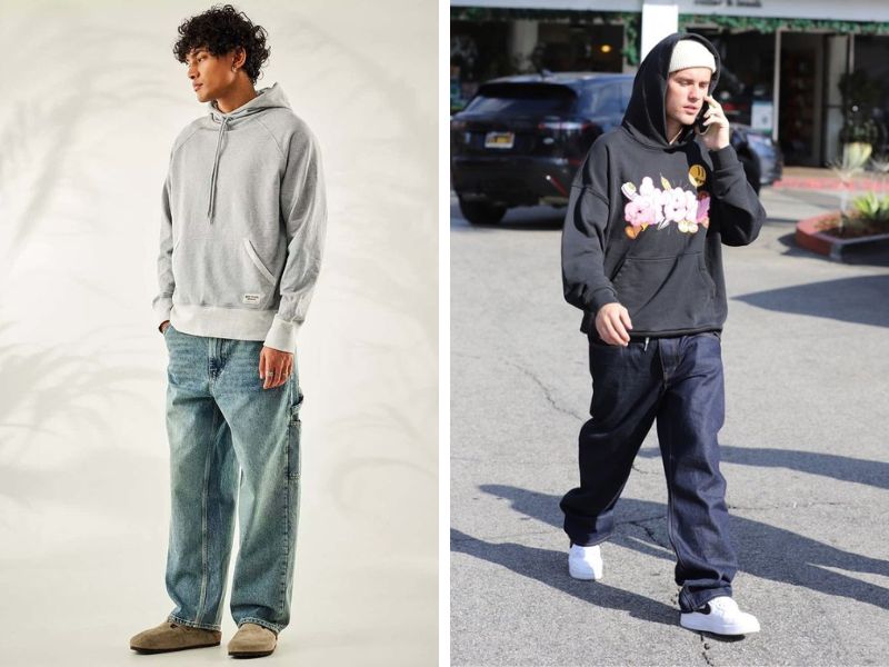 Phối đồ đi uống cà phê cho nam cùng áo hoodies và quần jeans