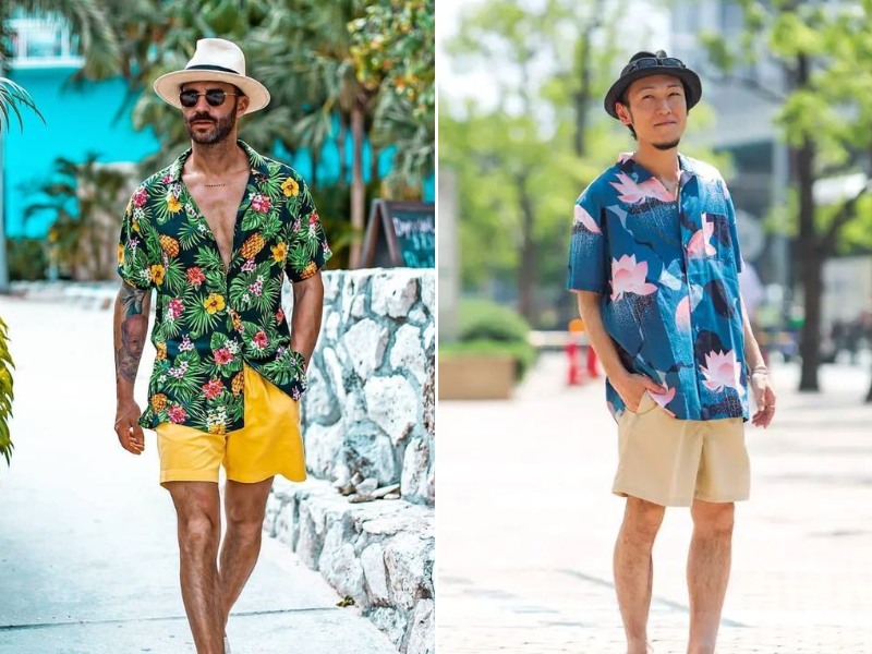 Phối áo sơ mi hawaii nam với quần short