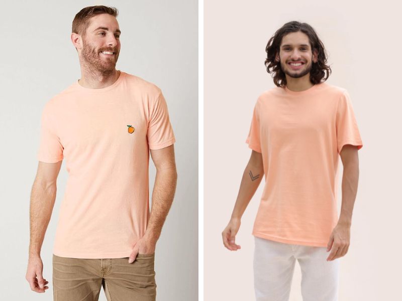 Phối đồ năng động với áo phông mang màu sắc Peach Fuzz 