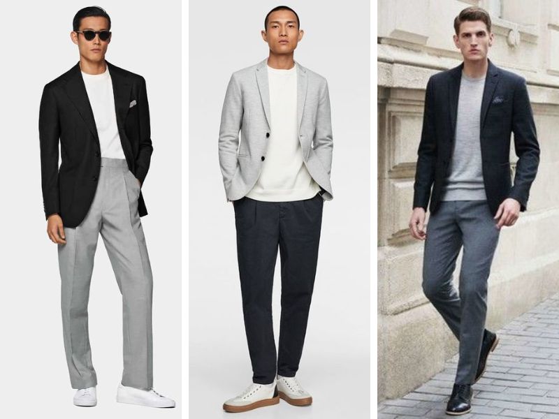 Áo blazer nam mùa hè kết hợp áo thun ngắn tay