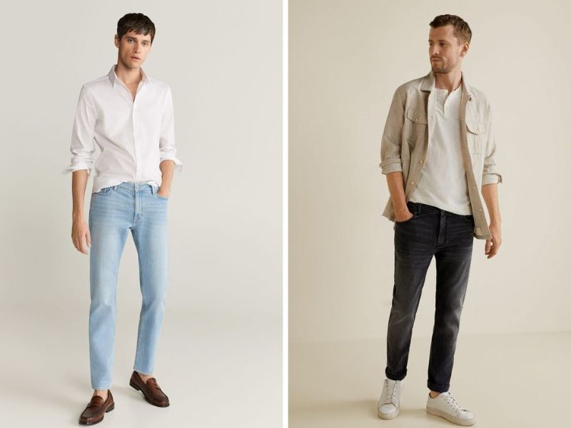 Áo sơ mi và quần jeans trong phong cách thời trang nam classic