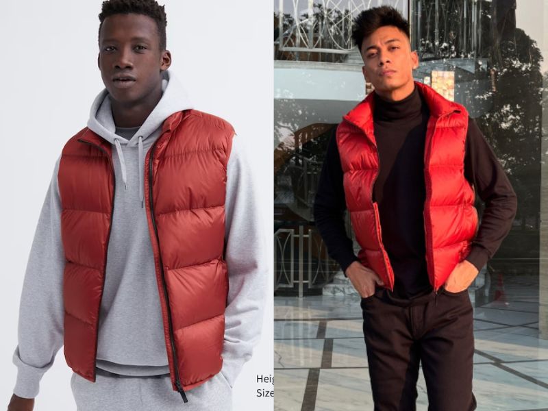 Áo phao lông vũ nam màu cam Uniqlo 