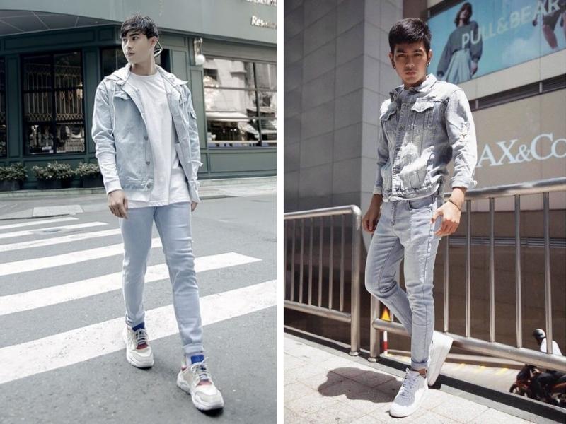 Áo khoác Jean phối đồ nam theo phong cách Denim on Denim