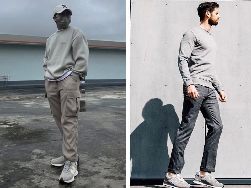 Cách phối đồ với giày New Balance nam cùng áo thun/sweater