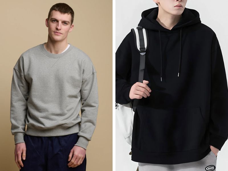 Sự khác biệt giữa áo sweatshirt và áo hoodie