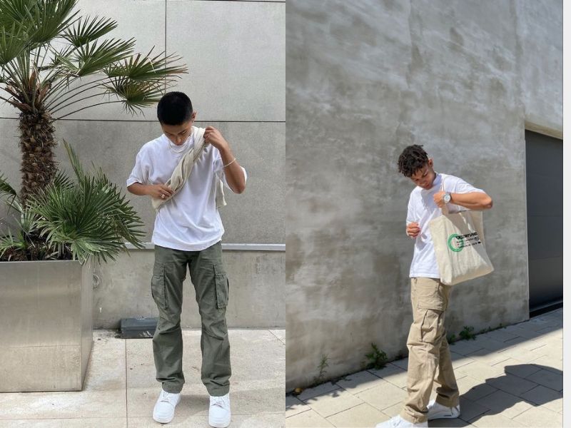 Phối quần cargo pants cùng áo Overshirt