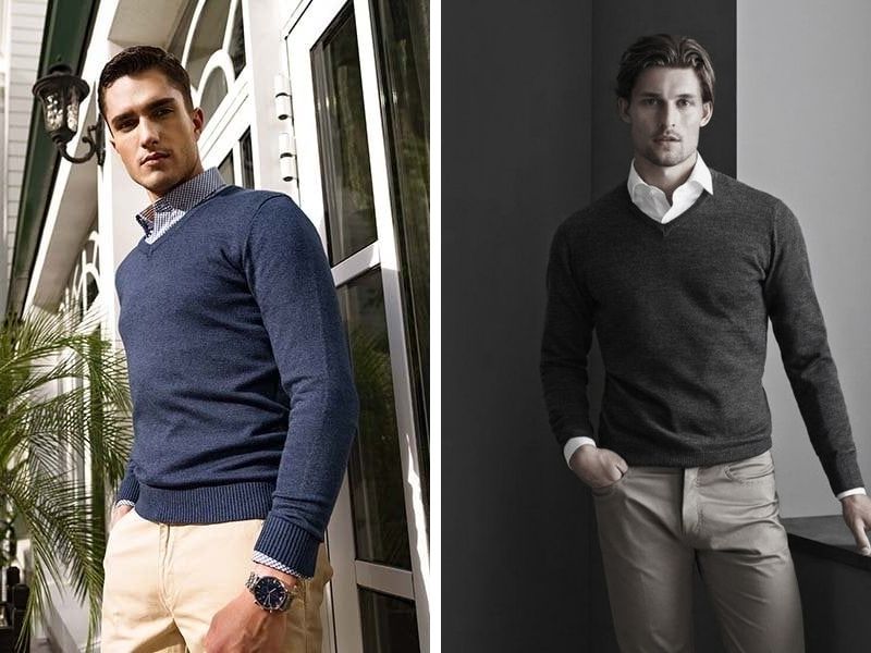 Cách phối đồ với áo sơ mi tay ngắn nam với áo sweater