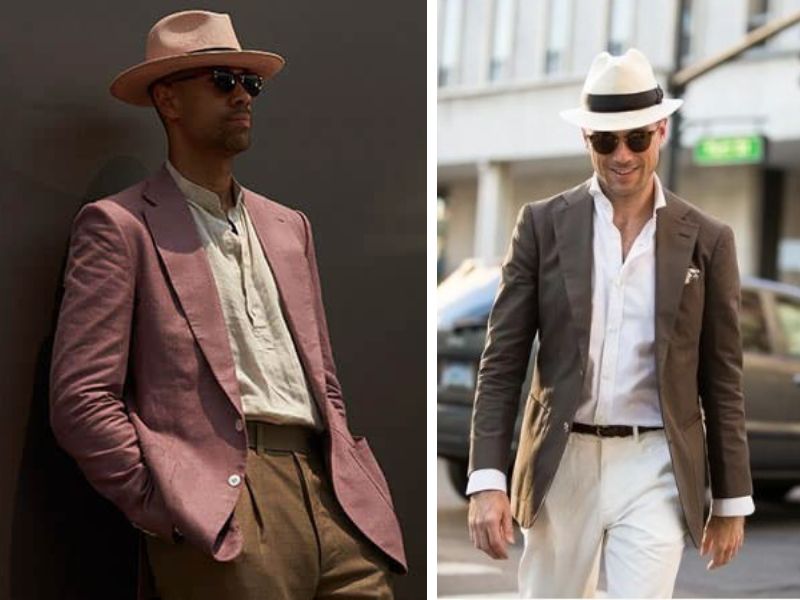 Mũ Fedora phối blazer, sơ mi, quần tây