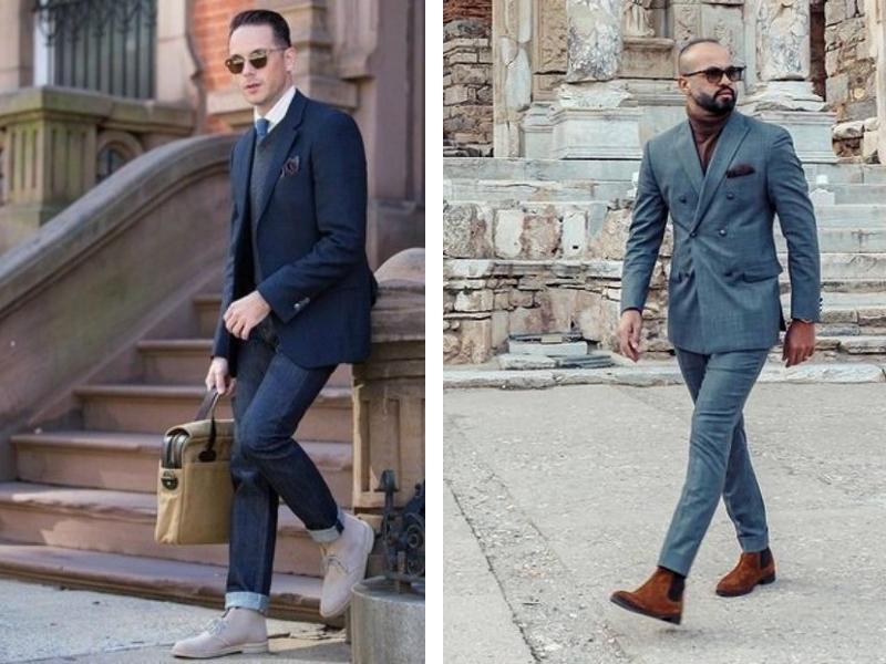 Cách phối đồ nam với giày cao cổ và áo blazer