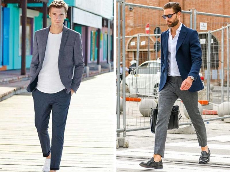 Phối Blazer/Vest với quần nam màu xám 