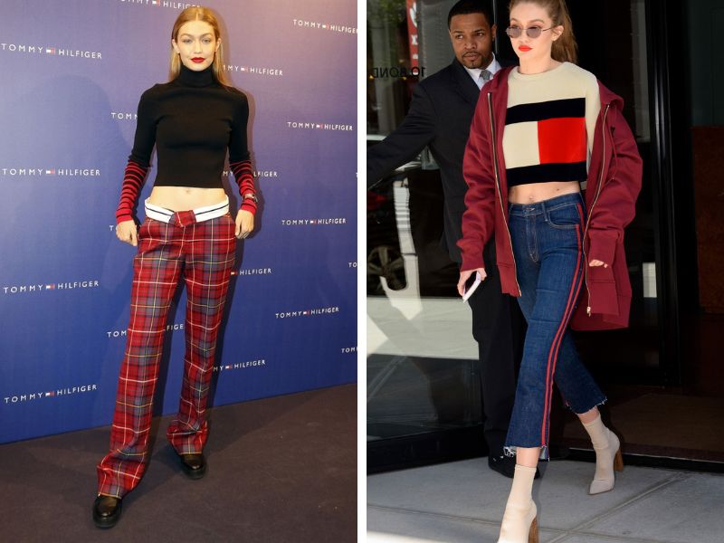 Gigi Hadid với bộ trang phục màu đỏ cuốn hút