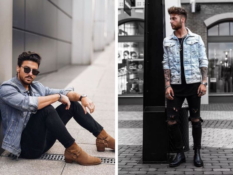 Chelsea boots nam mix với quần và áo khoác jeans