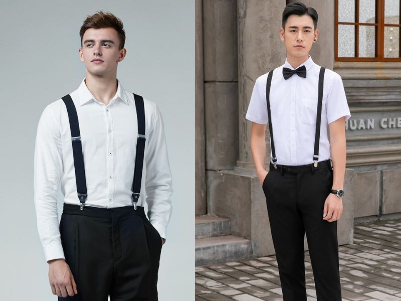 Áo sơ mi phối cùng quần yếm chữ Y là outfit kinh điển cho phong cách vintage mùa hè