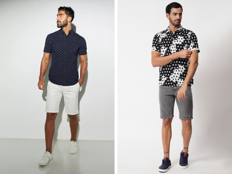 Men'S Polka Dot Shirt With Shorts