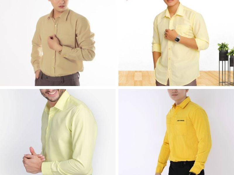 tips phối áo sơ mi nam màu vàng trẻ trung, phong cách nhất