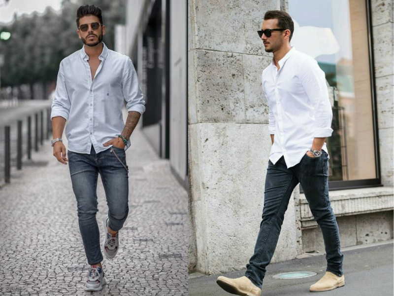 Style And Personality In Europe With Jeans And Shirts