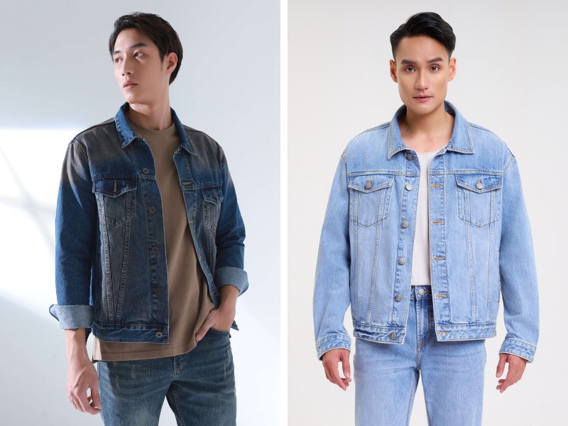 Áo khoác Denim cùng quần jean là một outfit cơ bản của cánh mày râu