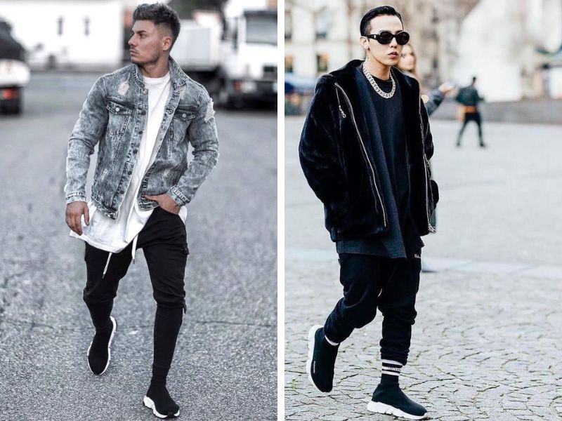 Phối quần jogger và áo khoác với giày Balenciaga Speed Trainer 