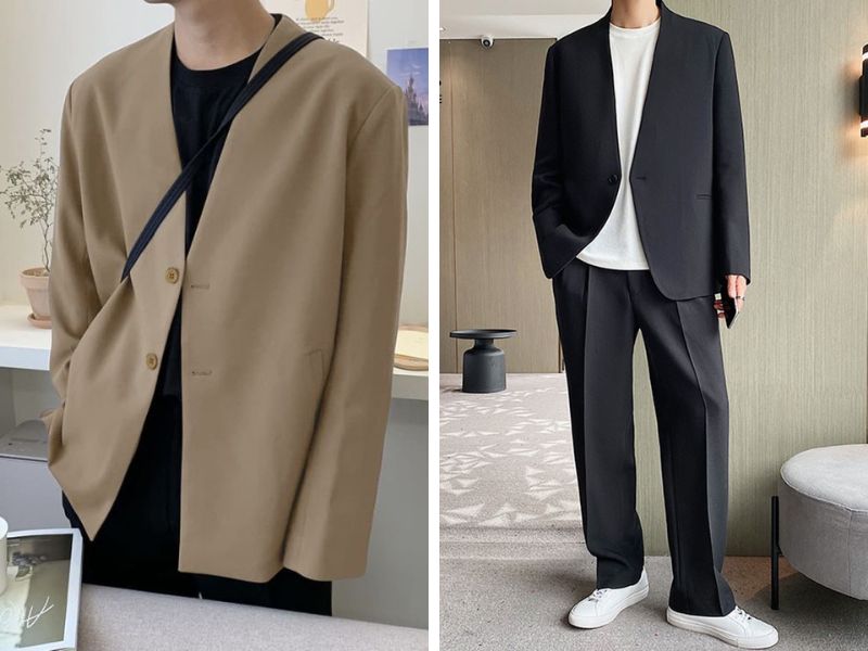 Mẫu blazer nam không cổ