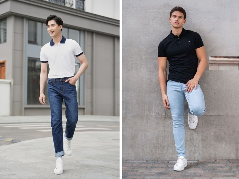 Hãy thử áo polo và quần jeans để diện mạo thanh lịch hơn